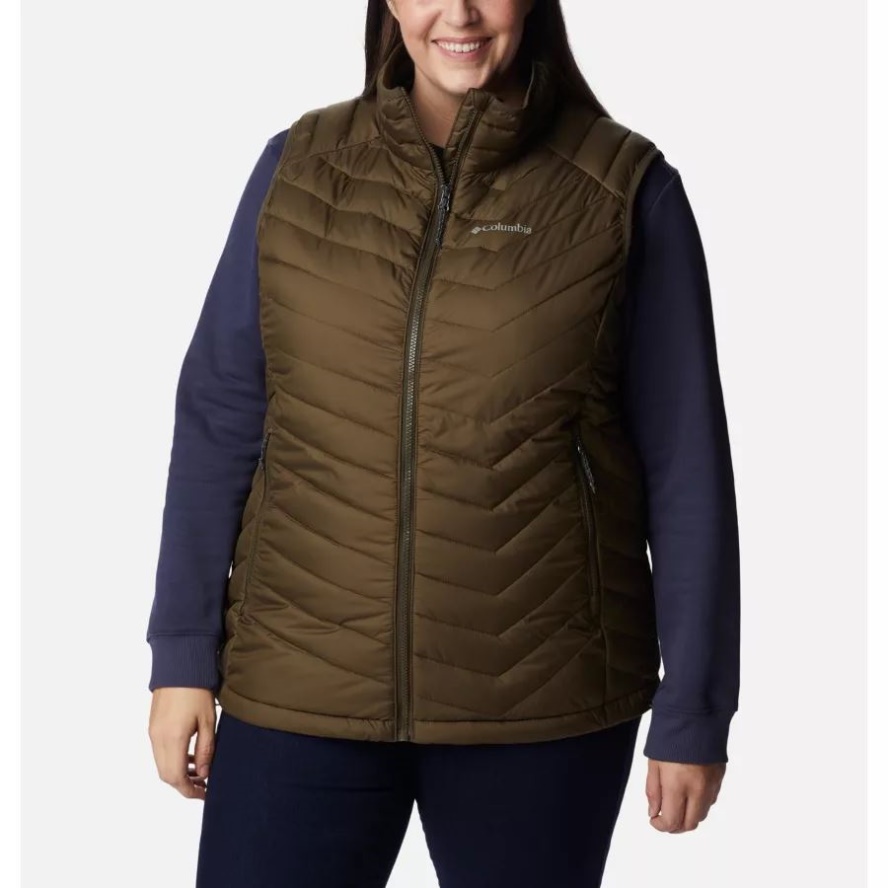 Olive Green Women's Powder Lite Vest Plus Size Columbia Sale Brand