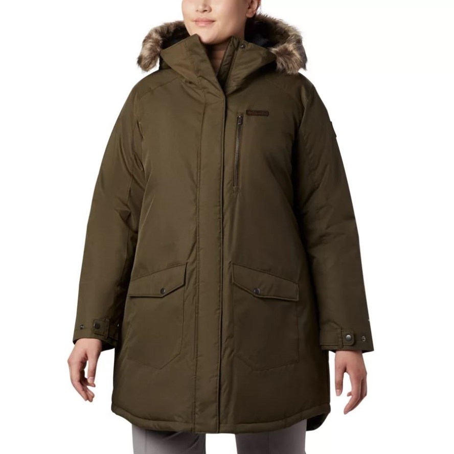 Olive Green Women's Suttle Mountain Long Insulated Jacket Plus Size Columbia Sale