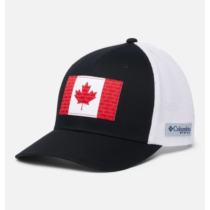 PFG Fish Flag Mesh Ball Cap High Crown Black/Fish Flag Columbia Sale