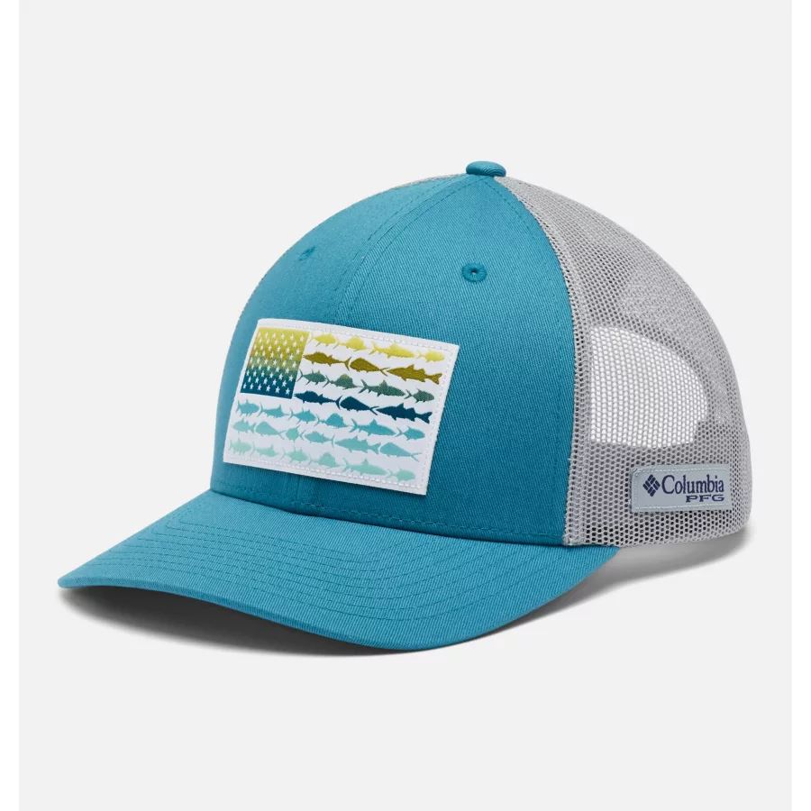 PFG Fish Flag Mesh Snapback High Crown Columbia Sale Deep Marine/Cool Grey