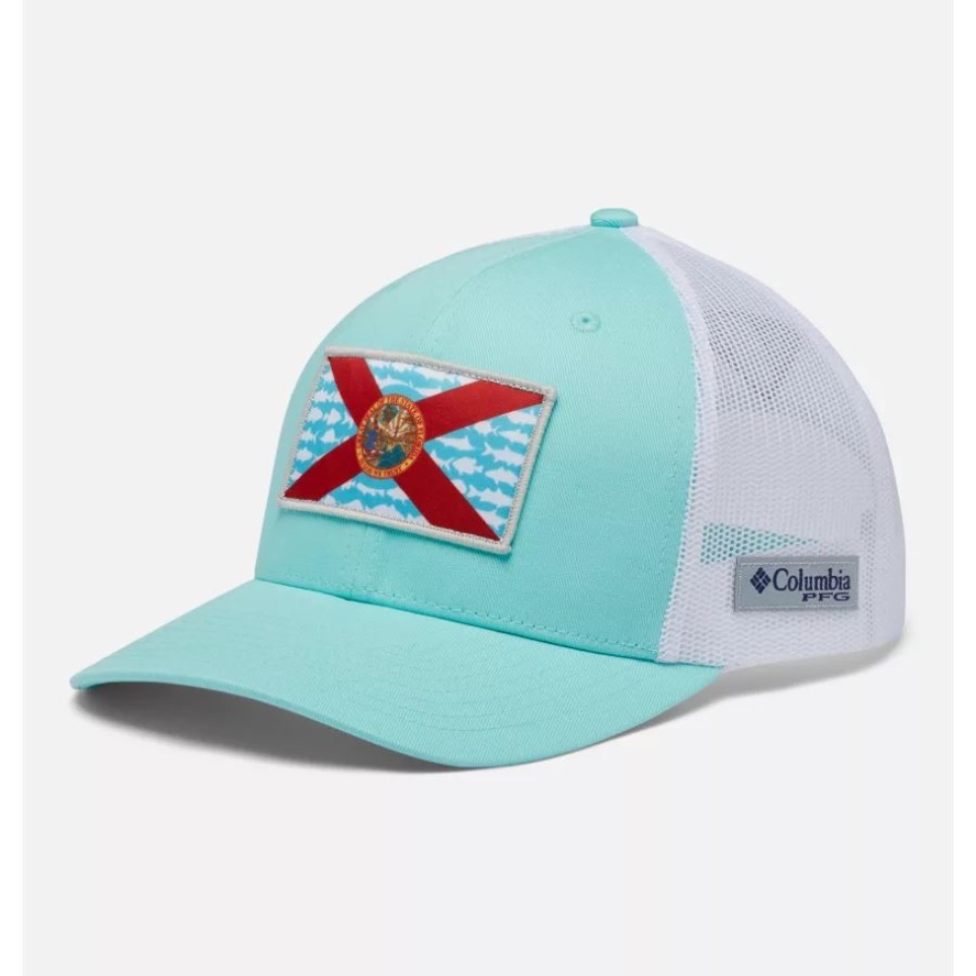 PFG Fish Flag Mesh Snapback High Crown Columbia Sale Gulf Stream/Florida Flag