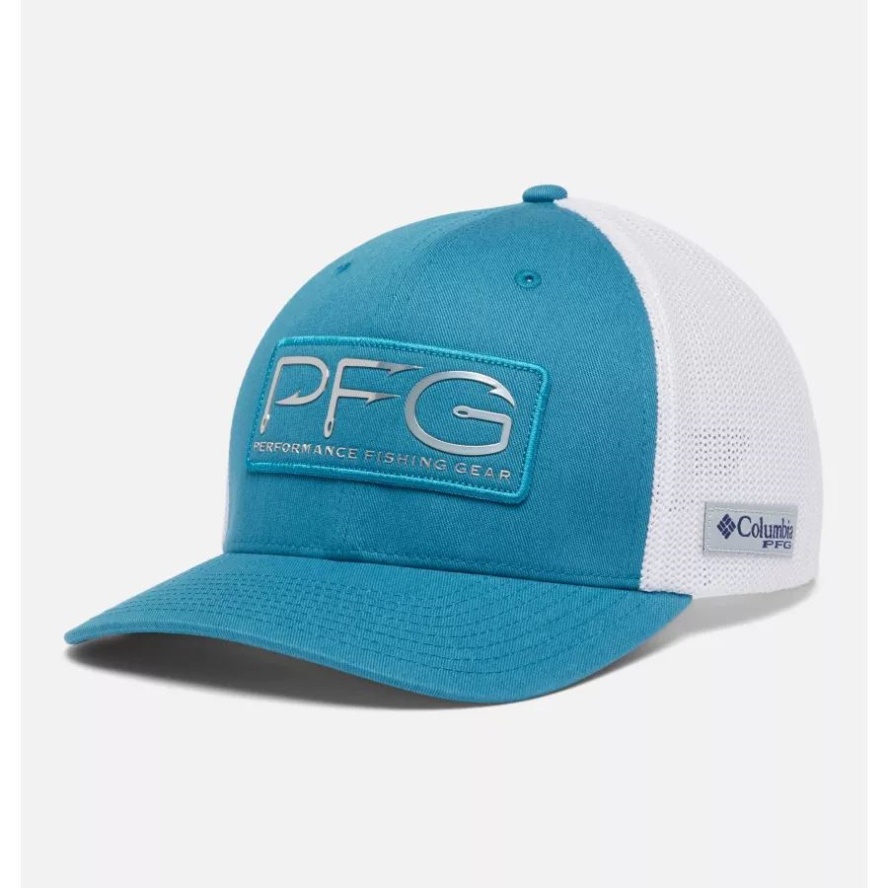 PFG Hooks Mesh Ball Cap High Crown Columbia Sale Deep Marine/Silver