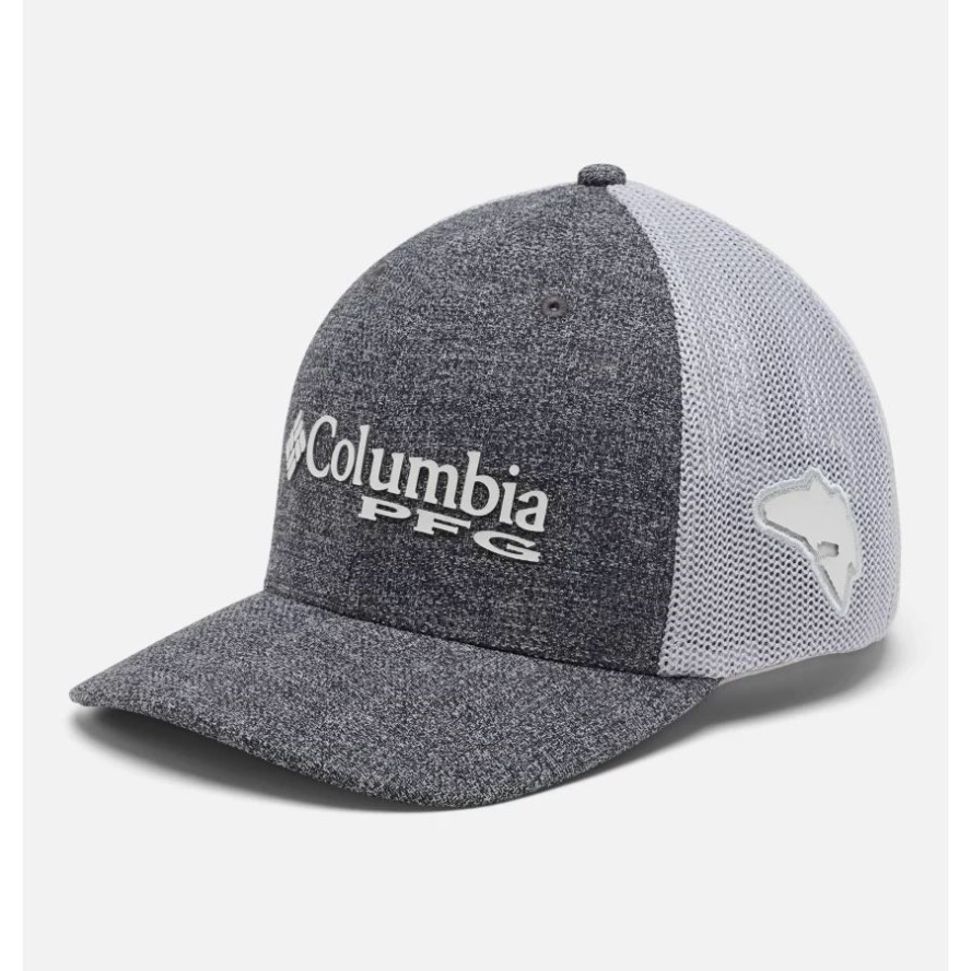 PFG Logo Mesh Ball Cap Mid Crown Grill Heather/Cool Grey Columbia Sale