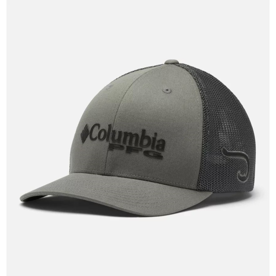 PFG Logo Mesh Ball Cap Mid Crown Titanium/Black/Hook Columbia Sale
