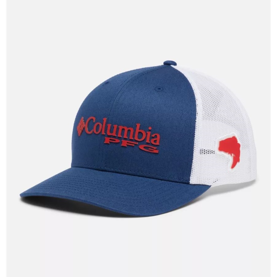 PFG Logo Mesh Snapback High Crown Carbon/Red Spark Columbia Sale