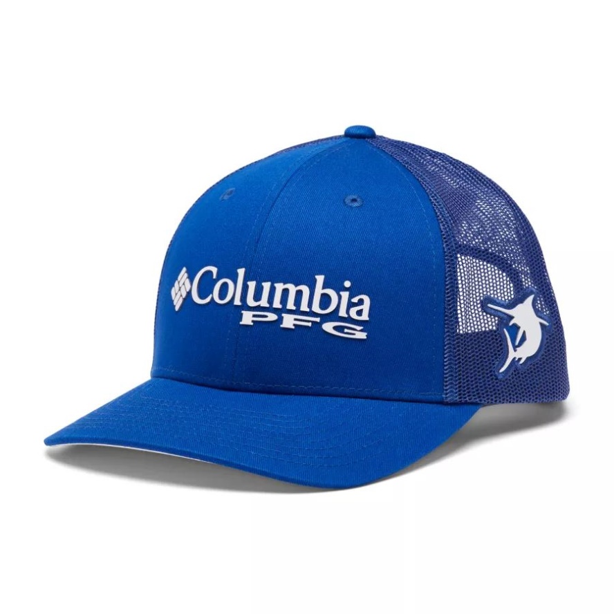 PFG Logo Mesh Snapback Mid Crown Columbia Sale Blue Macaw/White/Marlin