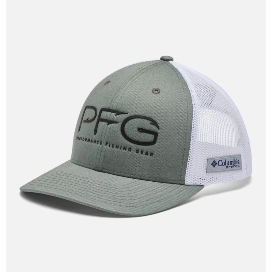 PFG Mesh Snap Back Hooks Ball Cap High Crown Metal/Black Columbia Sale