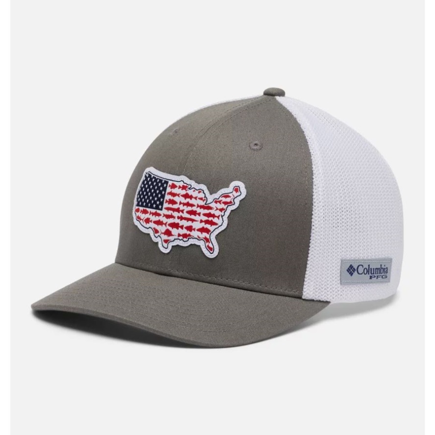 PFG Mesh Stateside Ball Cap Titanium/USA Patch Columbia Sale