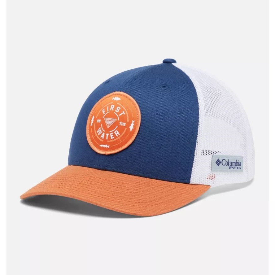 PFG Patch Mesh Snapback High Crown Carbon/Island Orange/Freshwater FOTW Columbia Sale