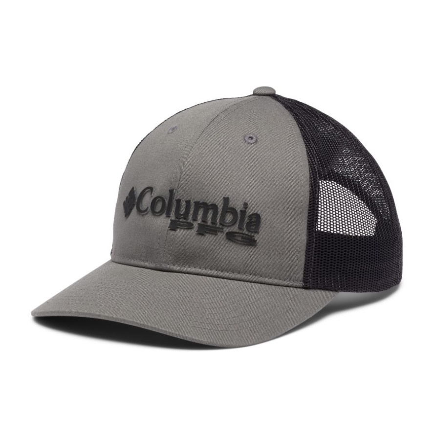 PFG Trucker Snap Back City Grey/Black/Stacked Logo Columbia Sale
