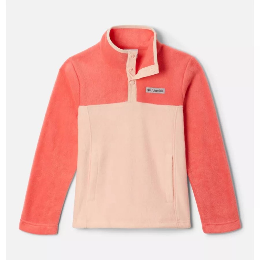 Peach Blossom/Blush Pink Girls' Steens Mountain1/4 Snap Fleece Pull-Over Columbia Sale