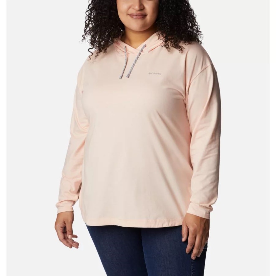 Peach Blossom Heather Columbia Sale Women's Sun Trek Hooded Pullover Plus Size