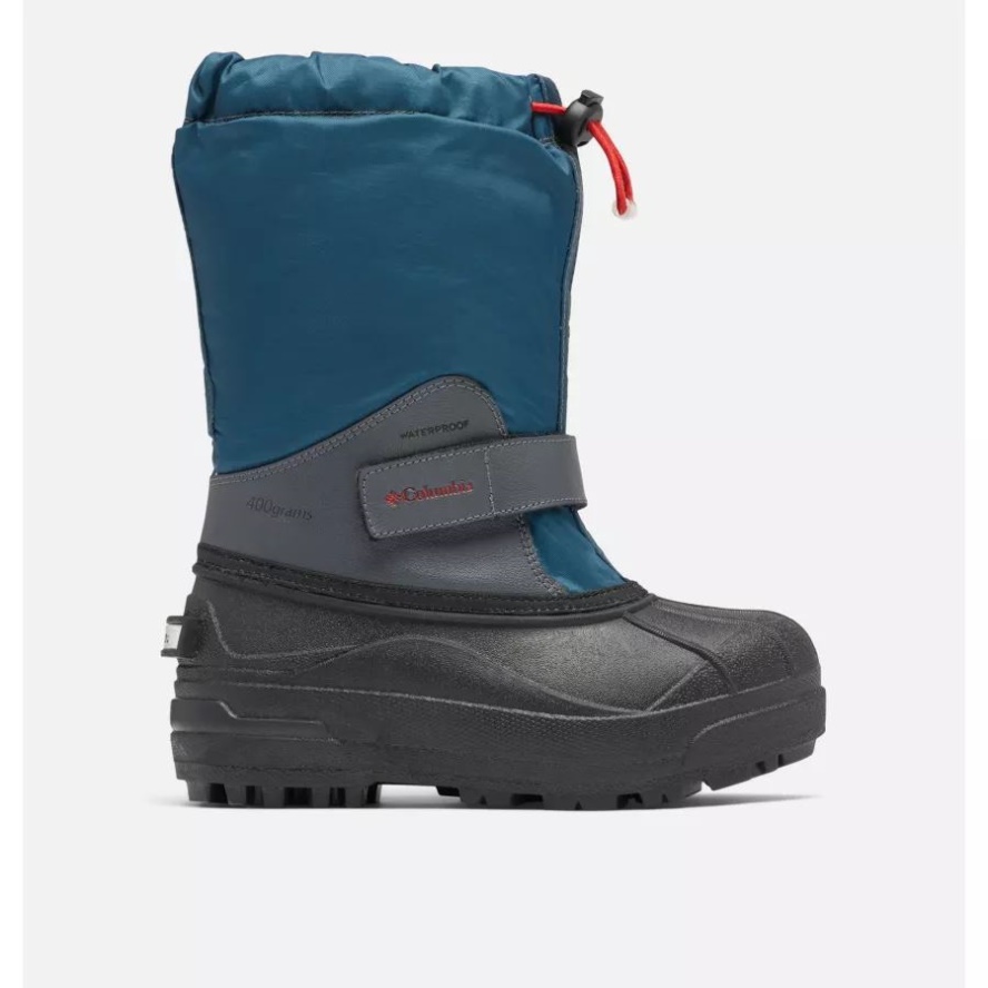 Petrol Blue/Mountain Red Big Kids' Powderbug Forty Snow Boot Columbia Sale