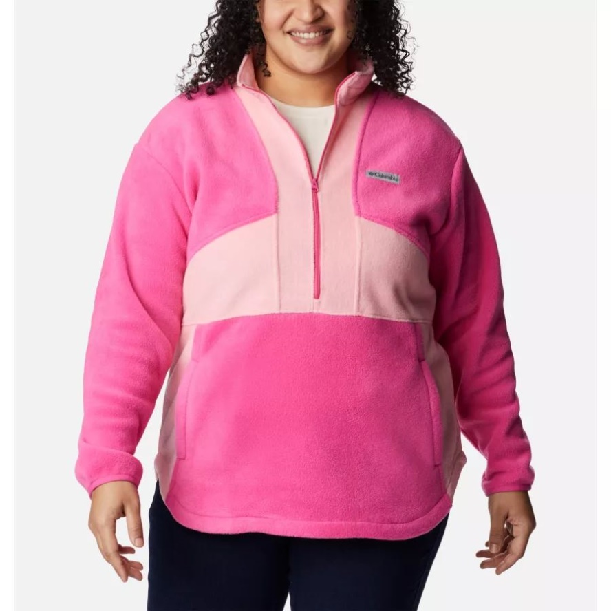 Pink Ice/Pink Orchid Women's Tested Tough In Pink Colorblock Half Zip Fleece Pullover Plus Size Columbia Sale