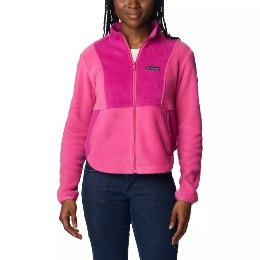 Pink Ice/Wild Fuchsia Columbia Sale Women's Tested Tough In Pink Colorblock Full Zip Fleece Jacket