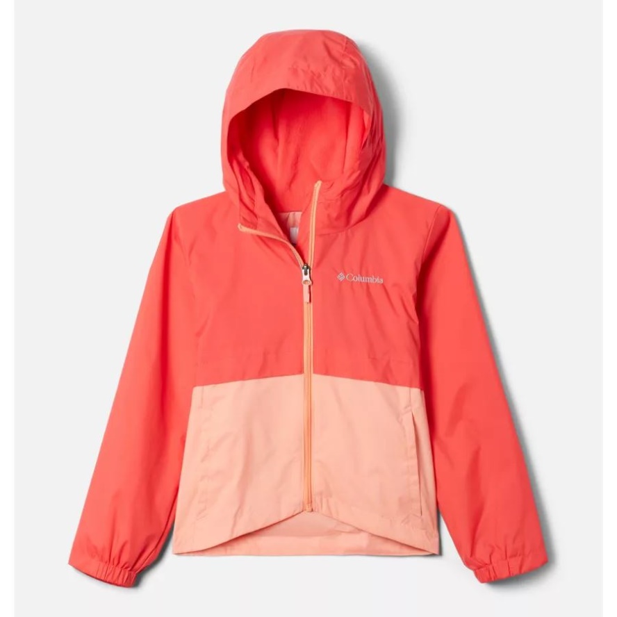 Red Hibiscus/Coral Reef Columbia Sale Girls' Rain-Zilla Jacket
