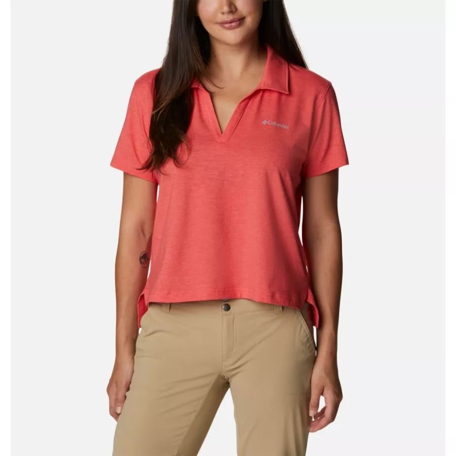 Red Hibiscus Heather Columbia Sale Women's Sun Trek Technical Polo