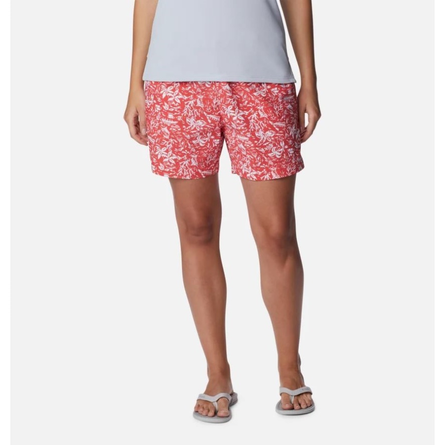 Red Hibiscus Kona Women's PFG Super Backcast Water Shorts Columbia Sale