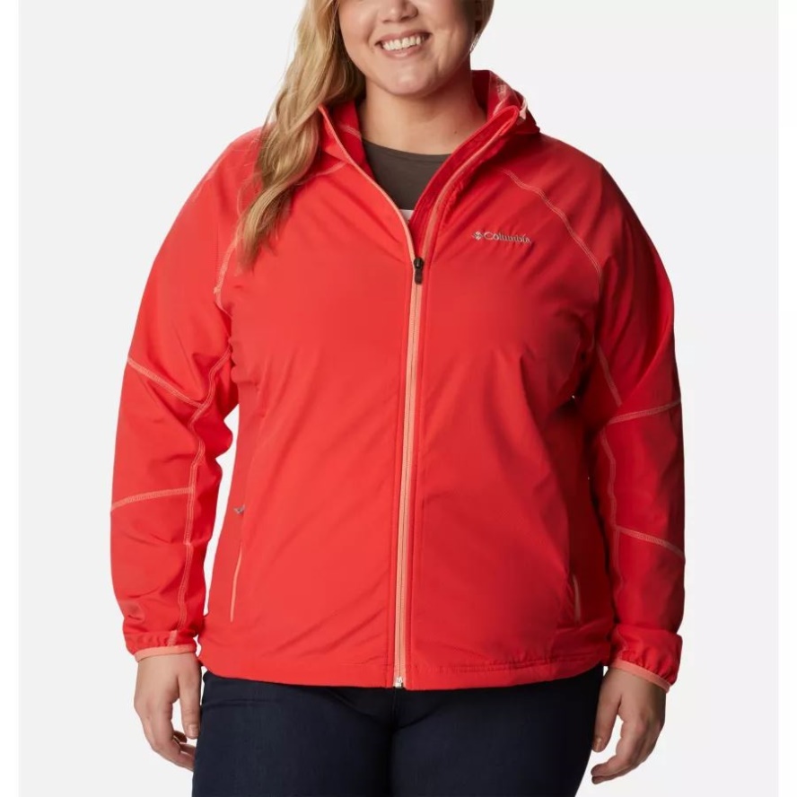 Red Hibiscus Women's Sweet As Softshell Hooded Jacket Plus Size Columbia Sale