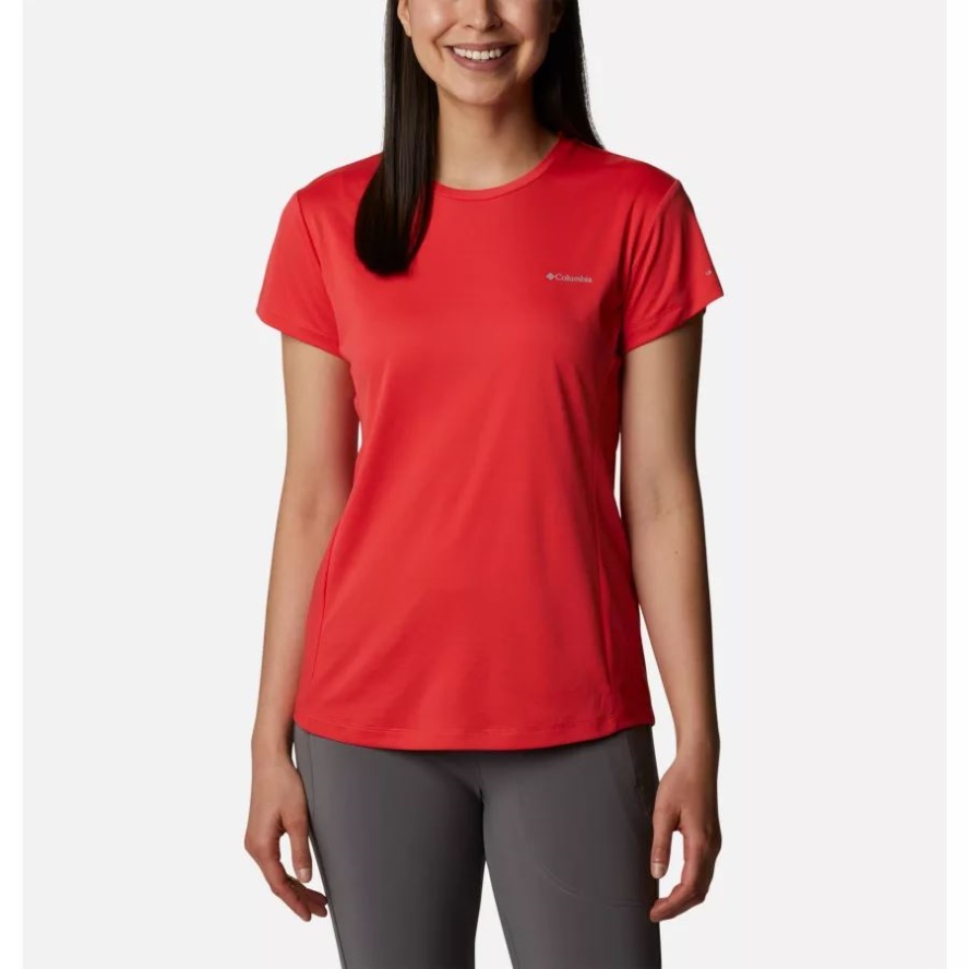 Red Hibiscus Women's Zero Ice Cirro-Cool Short Sleeve Shirt Columbia Sale