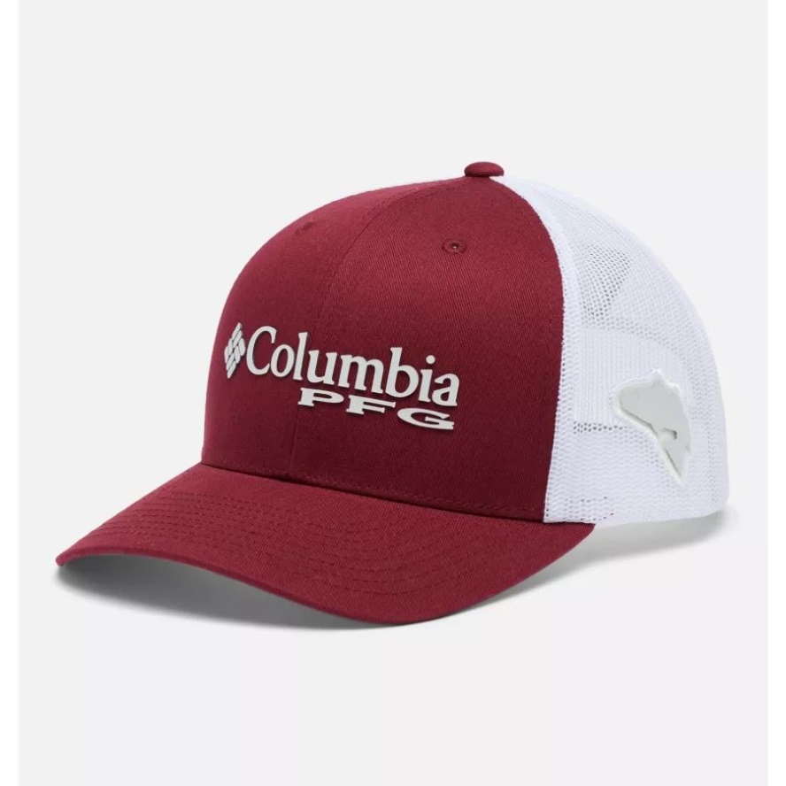 Red Jasper/Cool Grey/Redfish Columbia Sale PFG Logo Mesh Snapback High Crown
