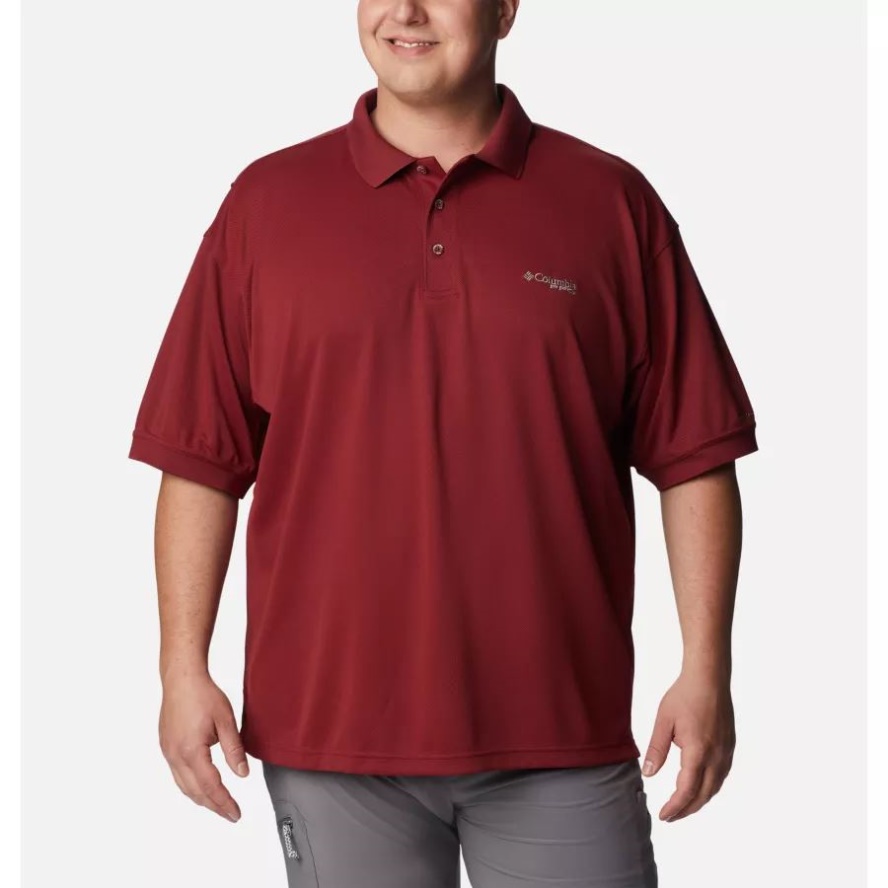 Red Jasper Men's PFG Perfect Cast Polo Shirt Big Columbia Sale