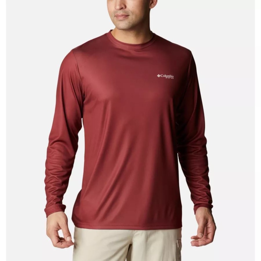 Red Jasper/White Bass Lures Men's Terminal Tackle PFG Fish Flag Long Sleeve Shirt Columbia Sale