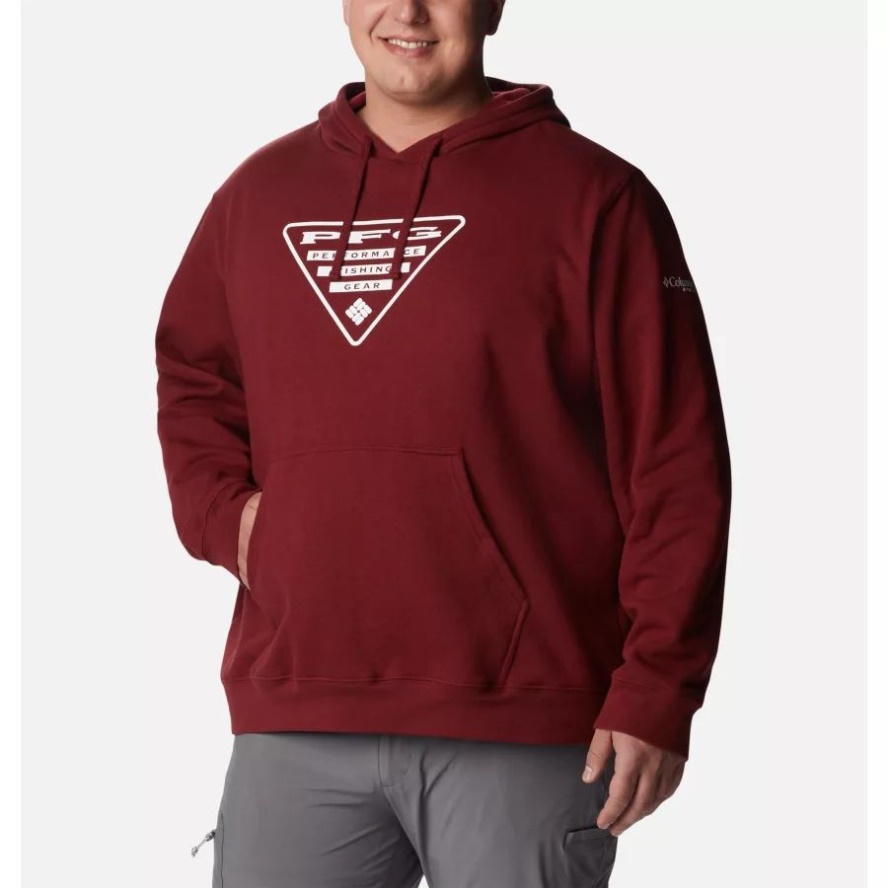 Red Jasper/White Men's PFG Triangle II Hoodie Big Columbia Sale