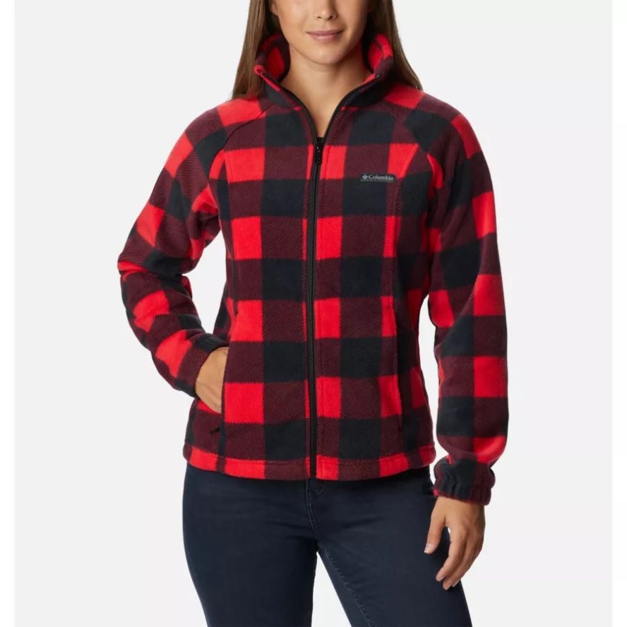 Red Lily Check Columbia Sale Women's Benton Springs Printed Full Zip Fleece Jacket
