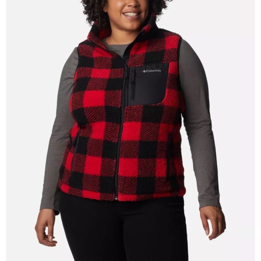 Red Lily Check Print Columbia Sale Women's West Bend Vest Plus Size