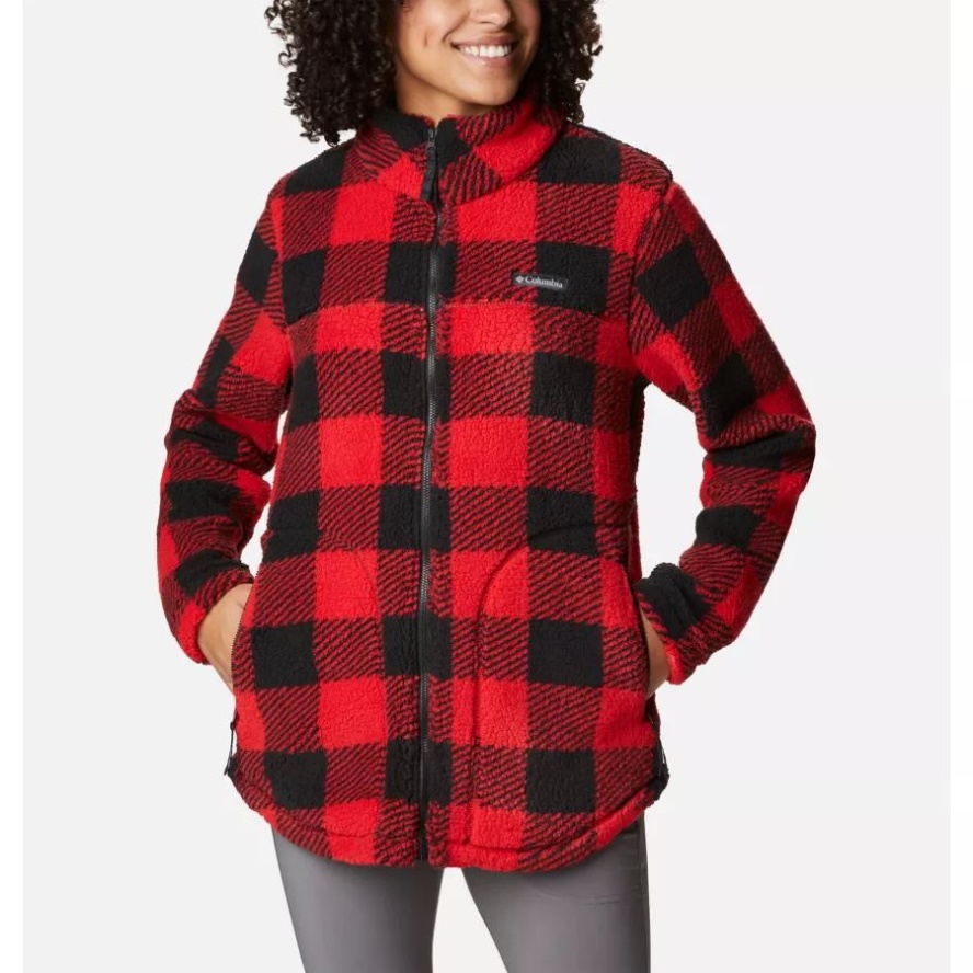 Red Lily Check Print Women's West Bend Sherpa Jacket Columbia Sale