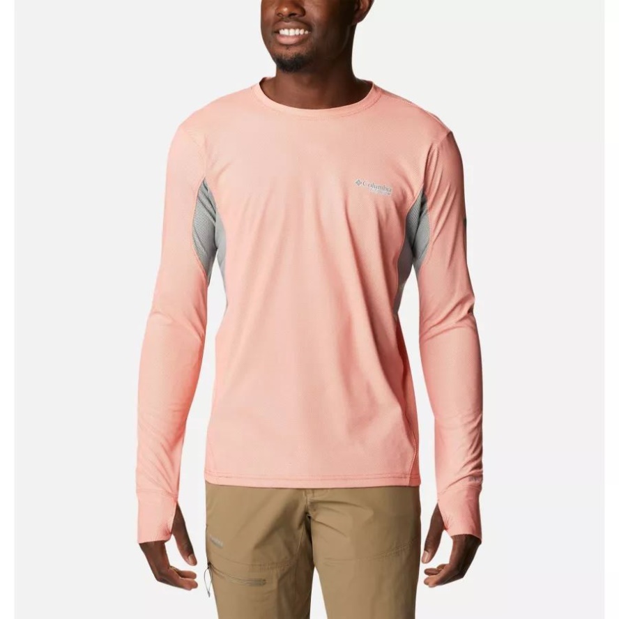 Red Quartz/Shark Columbia Sale Men's Titan Pass 2.0 Technical Long Sleeve T-Shirt