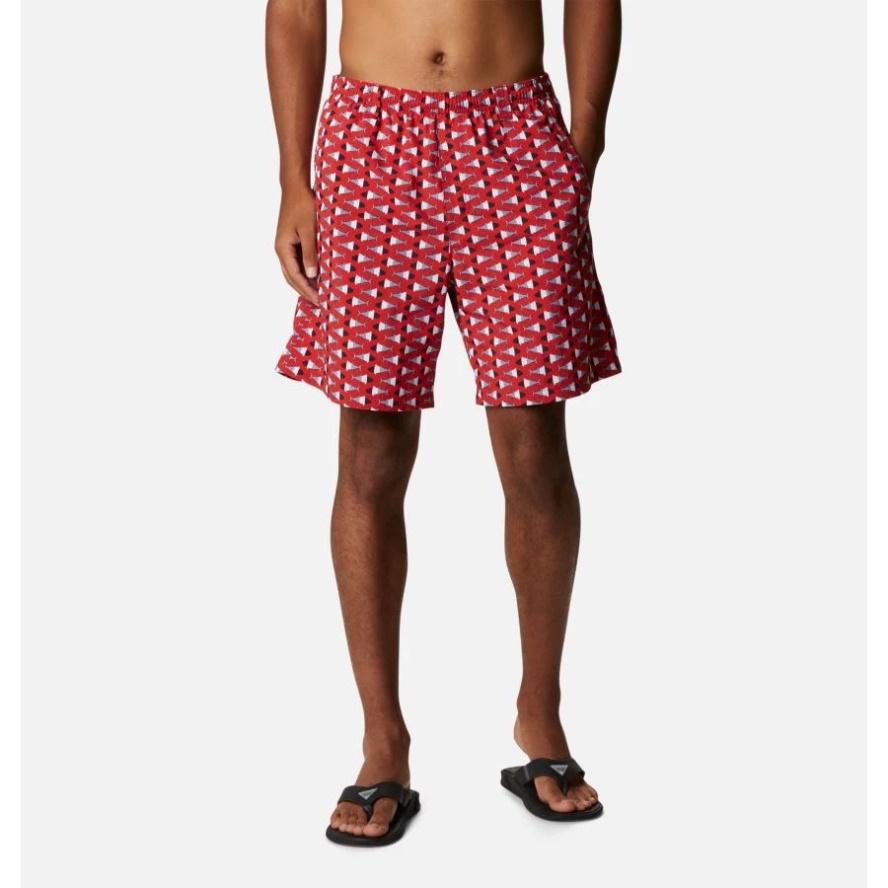 Red Spark Fish Bobber Print Columbia Sale Men's PFG Super Backcast Water Shorts