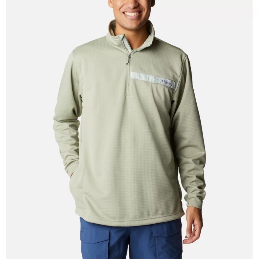 Safari/Cool Green Columbia Sale Men's PFG Skiff Guide Fleece