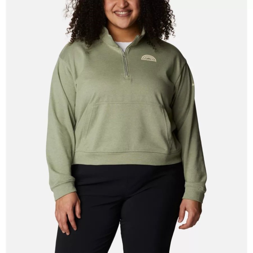 Safari Heather/Rainbow Columbia Sale Women's Columbia Sale Trek French Terry Half Zip Sweatshirt Plus Size