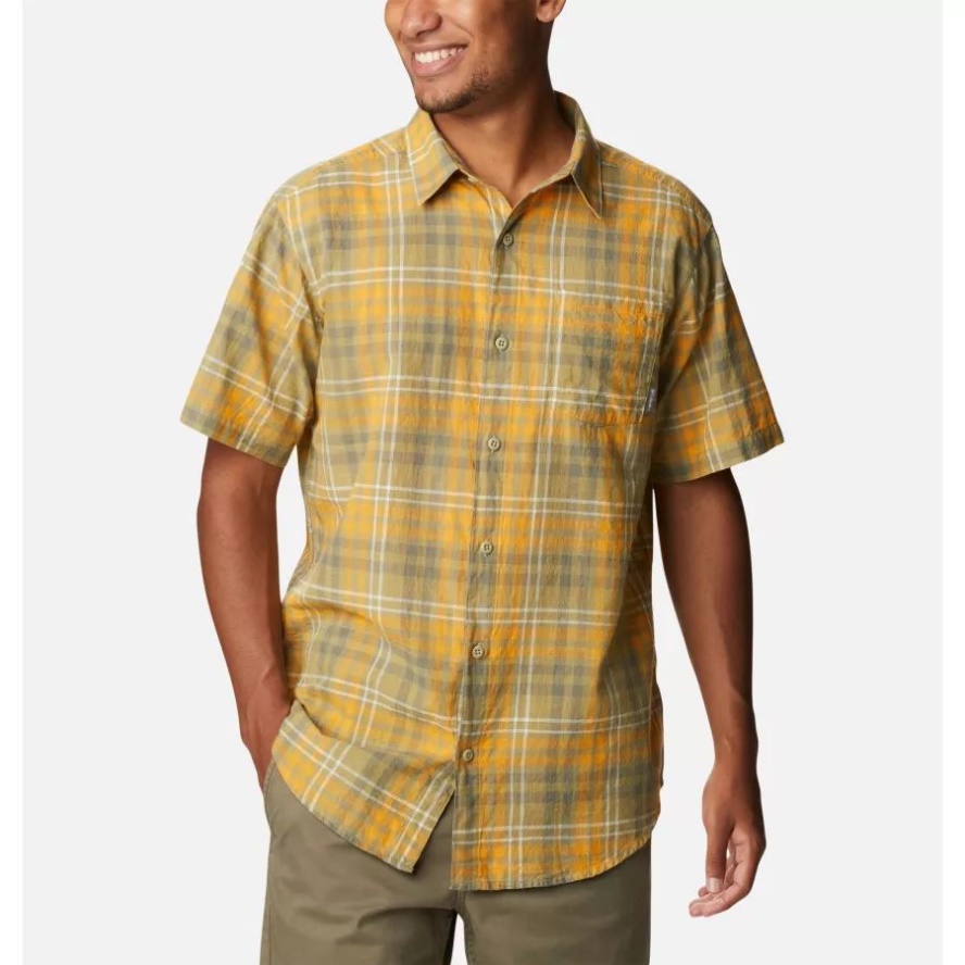 Savory Madras Gingham Men's Under Exposure YD Short Sleeve Shirt Columbia Sale