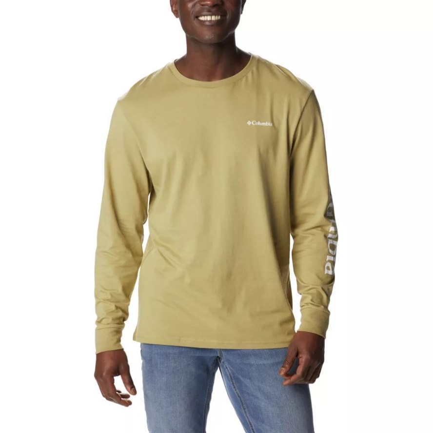Savory/White Men's North Cascades Long Sleeve Tee Shirt Columbia Sale