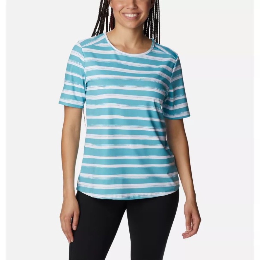 Sea Wave Brush Stripe Women's Chill River Short Sleeve Shirt Columbia Sale