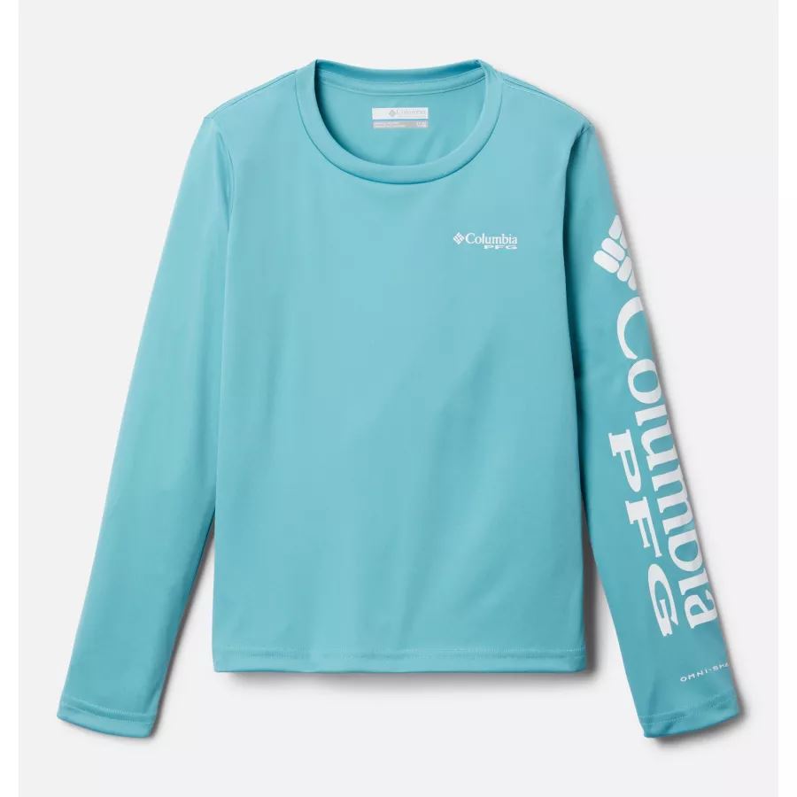 Sea Wave/White Logo Girls PFG Tidal Long Sleeve T-Shirt Columbia Sale