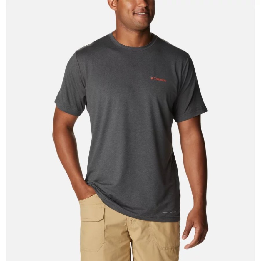 Shark Heather/CSC Stacked Logo Columbia Sale Men's Tech Trail Graphic T-Shirt
