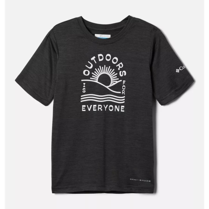 Shark Hthr/Outdoors Everyone Graphic Columbia Sale Boys' Mount Echo Short Sleeve Graphic Shirt