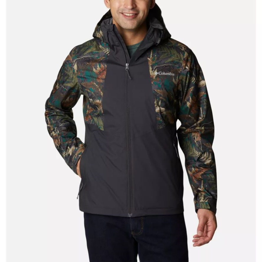 Shark/Spruce North Woods Print Men's Inner Limits II Waterproof Jacket Columbia Sale