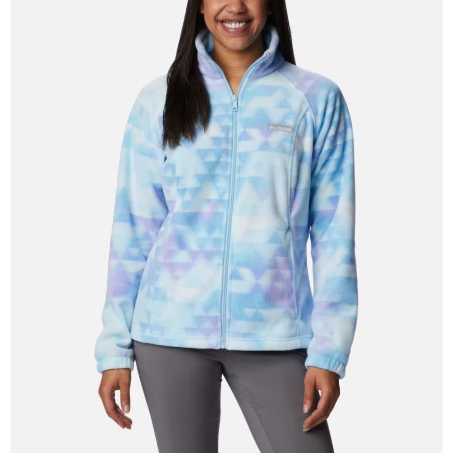 Spring Blue/Distant Peaks Columbia Sale Women's Benton Springs Printed Full Zip Fleece Jacket