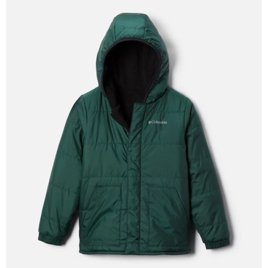 Spruce/Black Columbia Sale Boys' Big Fir Hooded Reversible Jacket
