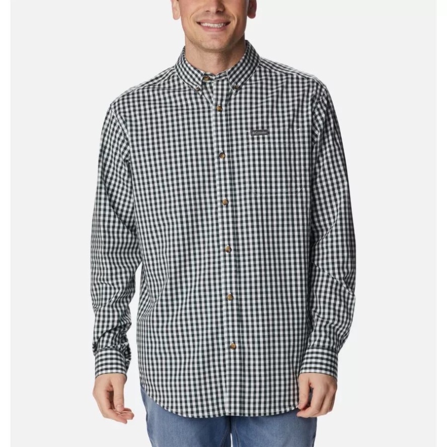 Spruce Gingham Men's Rapid Rivers II Long Sleeve Shirt Columbia Sale