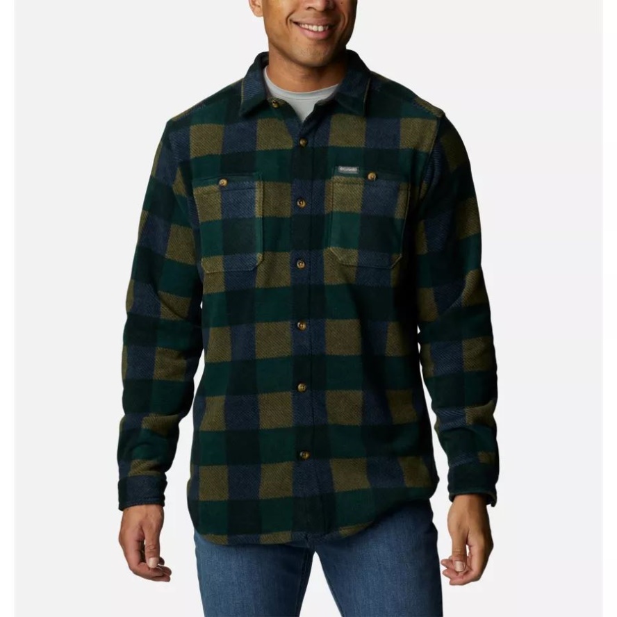 Spruce Multi Check Columbia Sale Men's Flare Gun Fleece Over Shirt