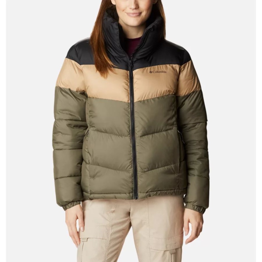 Stone Green/Beach/Black Columbia Sale Women's Puffect Colourblock Puffer Jacket