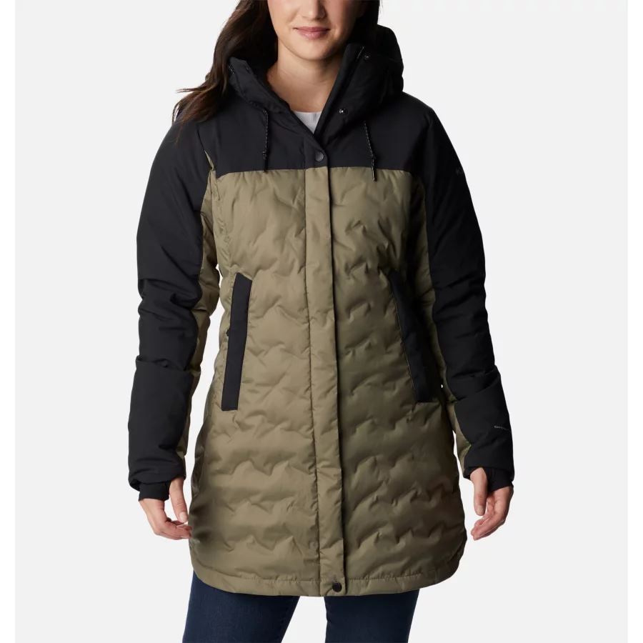 Stone Green/Black Columbia Sale Women's Mountain Croo II Mid Down Jacket
