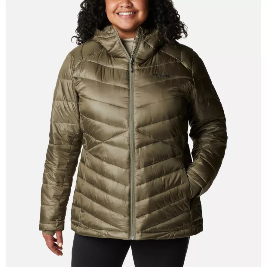 Stone Green Columbia Sale Women's Joy Peak Omni-Heat Infinity Insulated Hooded Jacket Plus Size