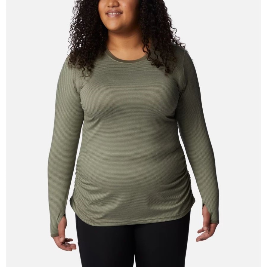 Stone Green Columbia Sale Women's Leslie Falls Long Sleeve Shirt Plus Size
